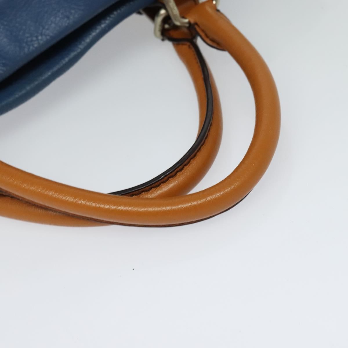 MCM Visetos Logogramme Leather Blue Leather Handbag (Pre-Owned)