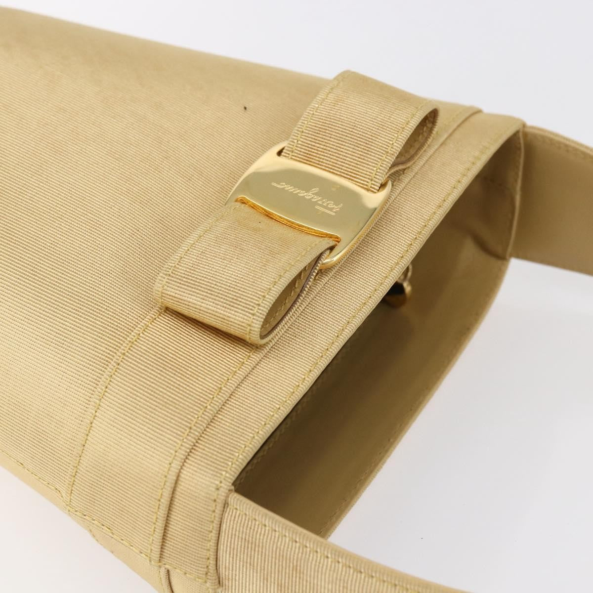Salvatore Ferragamo Vala Canvas Yellow Canvas Handbag (Pre-Owned)
