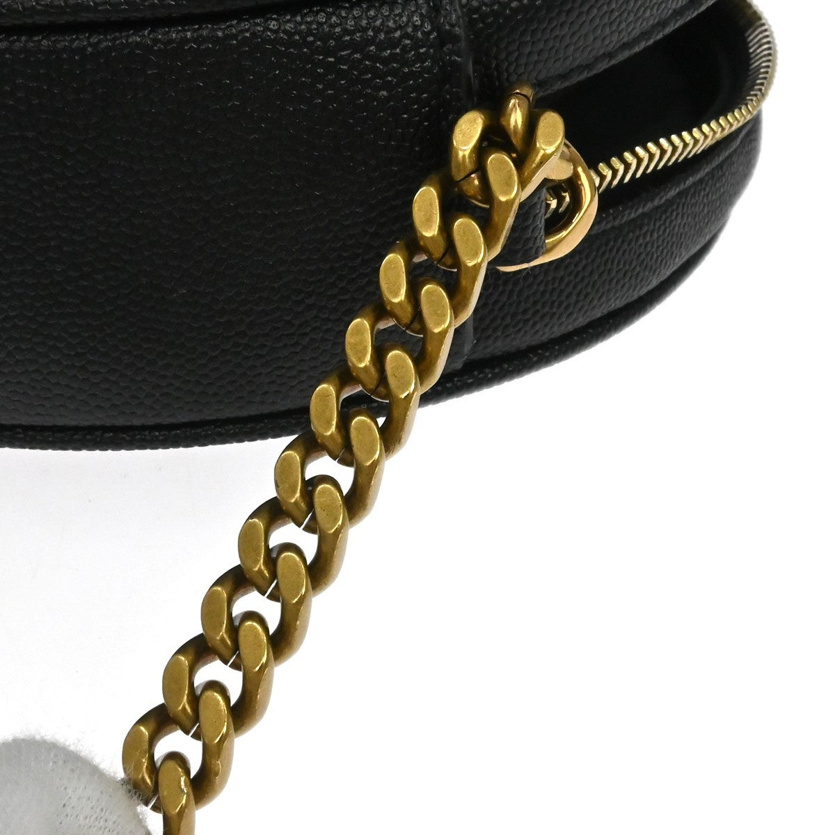 Saint Laurent Vinyle Round Camera Matelasse Chevron Leather Black Leather Crossbody Bag Bag (Pre-Owned)