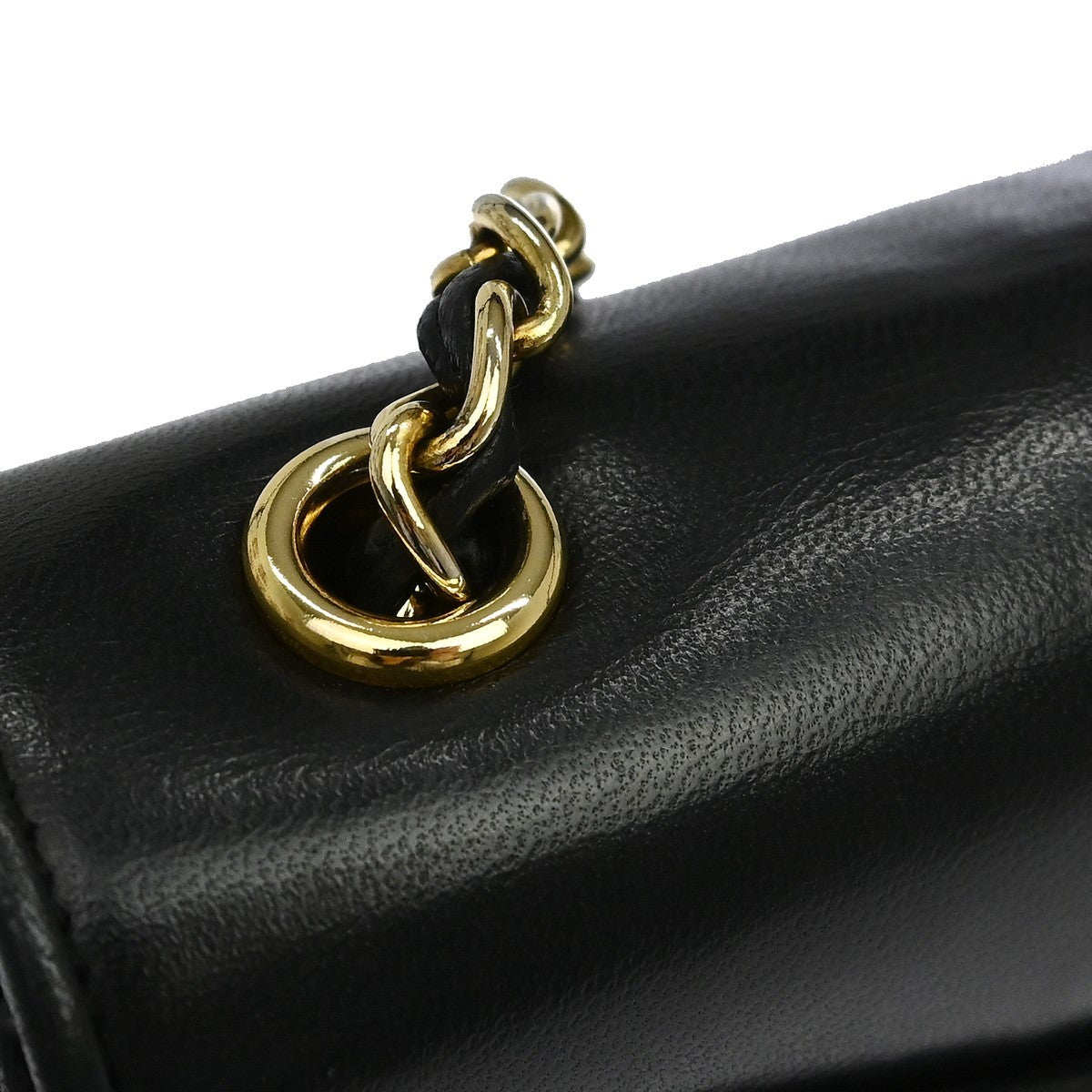 Chanel Vintage Cc Full Flap Quilted Lambskin Black Leather Shoulder Bag Bag (Pre-Owned)