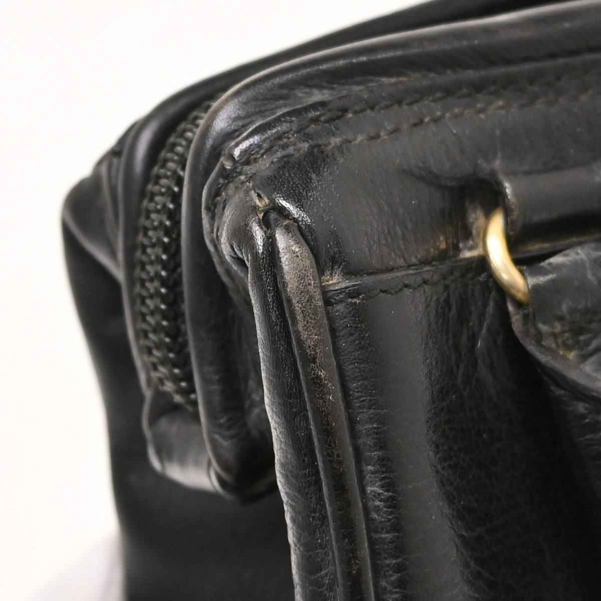 Fendi Convertible Boston Patent Black Leather Handbag (Pre-Owned)