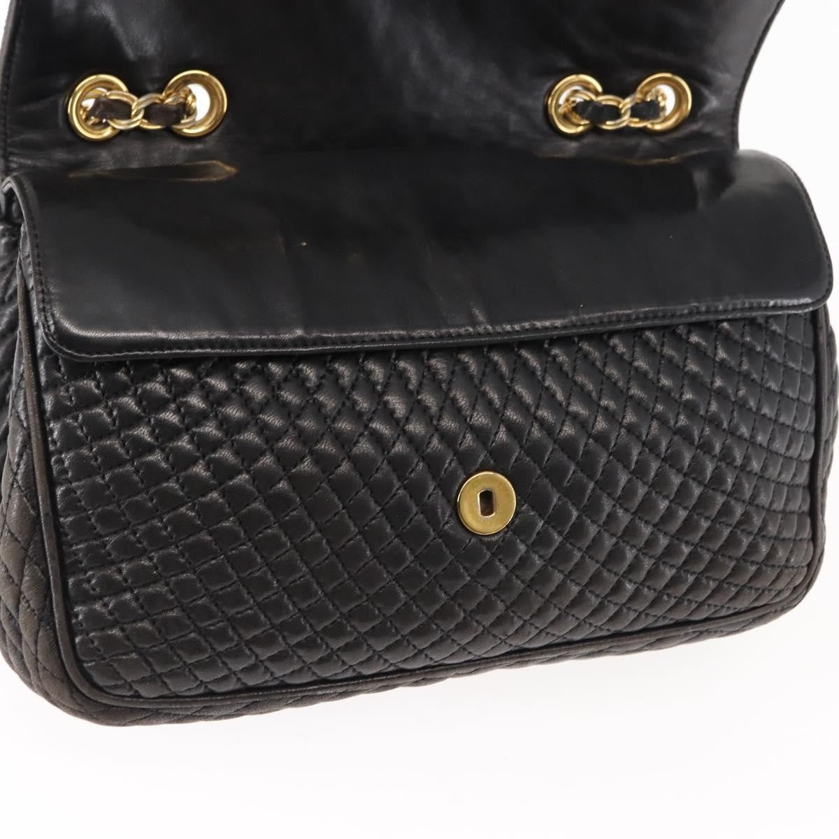 Bally Vintage Chain Quilted Leather Black Leather Shoulder Bag Bag (Pre-Owned)