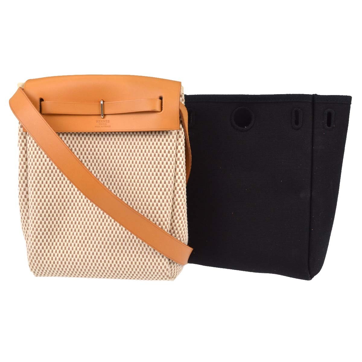Hermes Herbag Toile And Leather Beige Canvas Handbag (Pre-Owned)