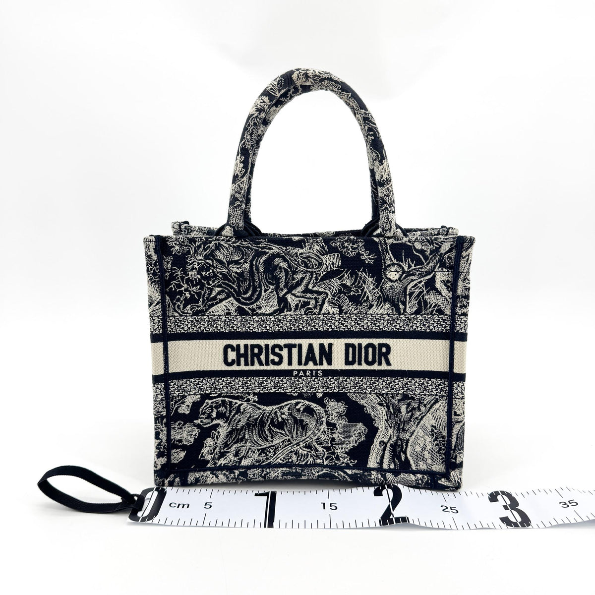 Christian Dior Book Embroidered Canvas Navy Canvas Tote Bag Bag (Pre-Owned)