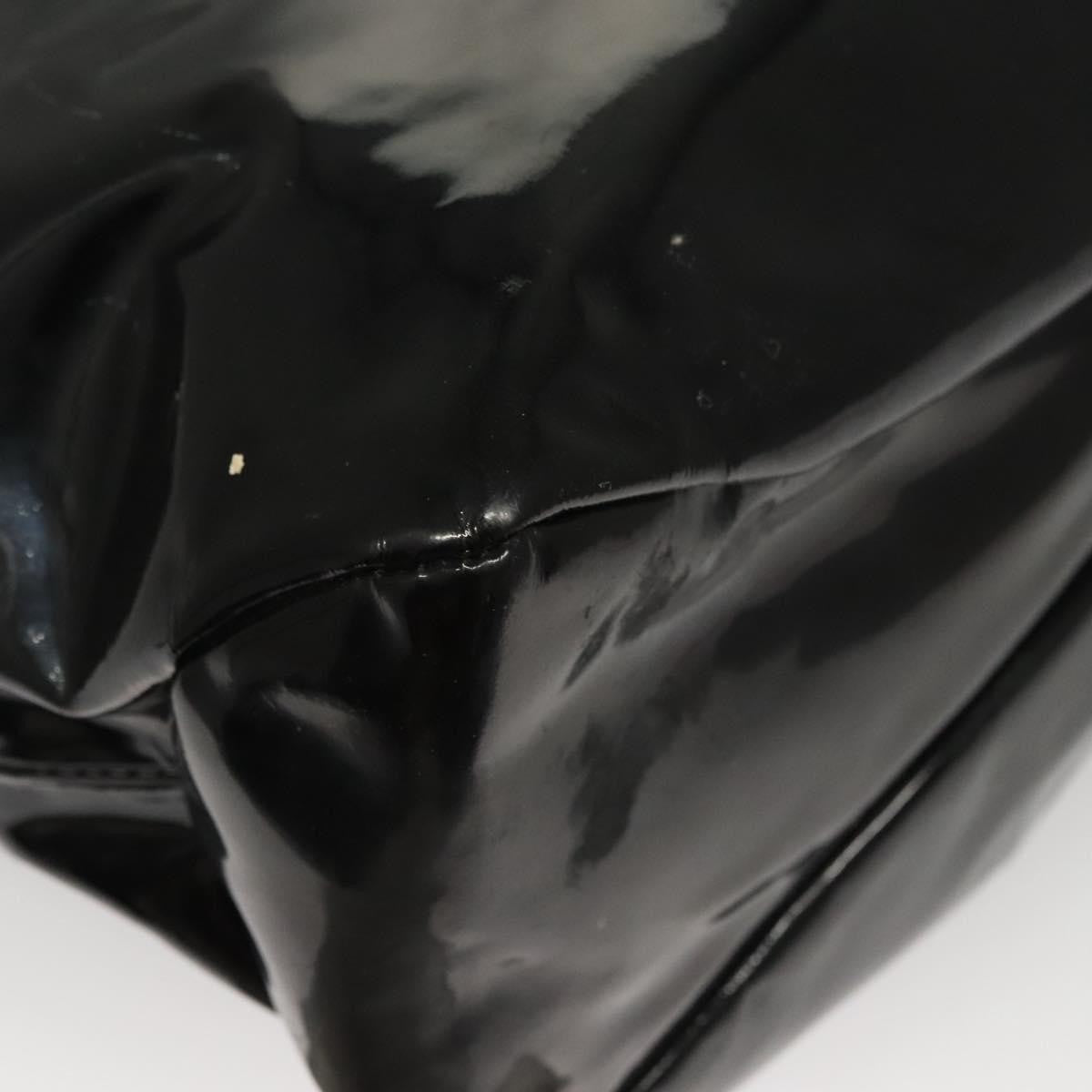 Salvatore Ferragamo Vala Patent Leather Black Patent_Leather Handbag (Pre-Owned)