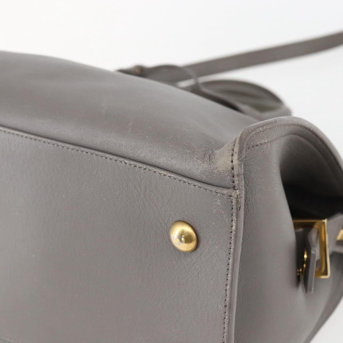 Saint Laurent Classic Y Cabas Leather Gray Leather Tote Bag Bag (Pre-Owned)