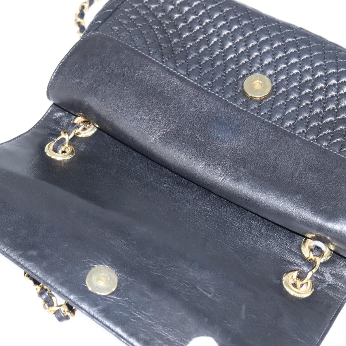 Bally Vintage Chain Quilted Leather Black Leather Shoulder Bag Bag (Pre-Owned)