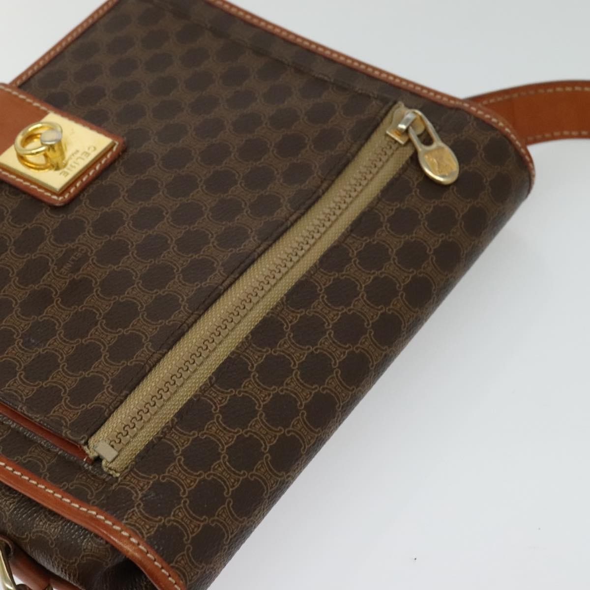 Celine Vintage Macadam Canvas And Leather Brown Canvas Shoulder Bag Bag (Pre-Owned)