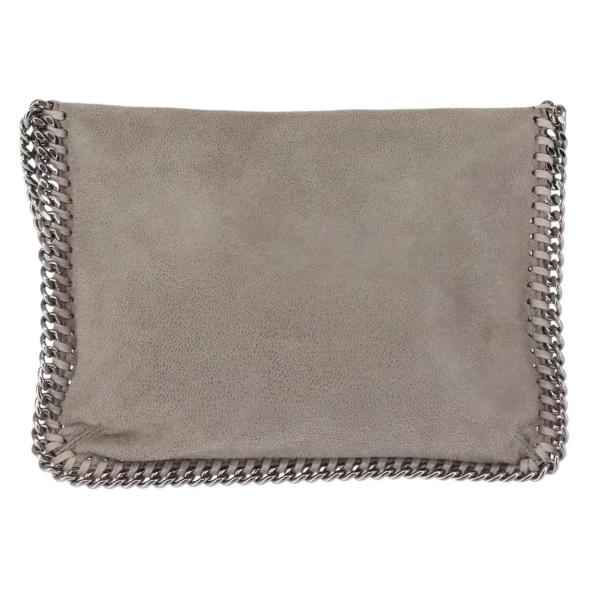 Stella Mccartney Falabella Fold Over Flap Shaggy Deer Gray Suede Bag (Pre-Owned)