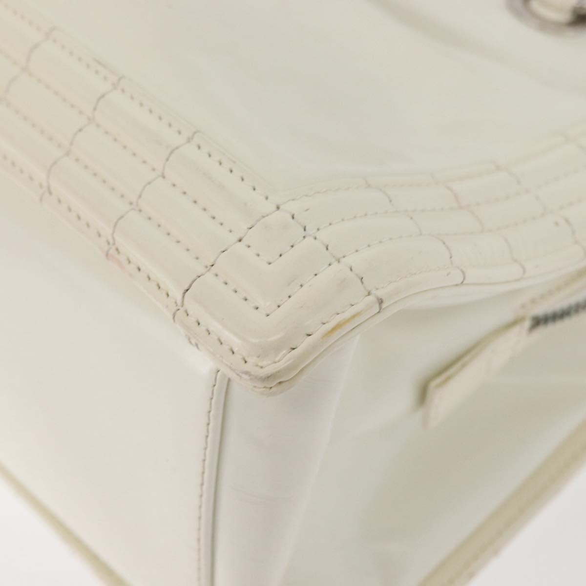 Chanel Boy Tote Glazed Calfskin White Patent_Leather Shoulder Bag Bag (Pre-Owned)