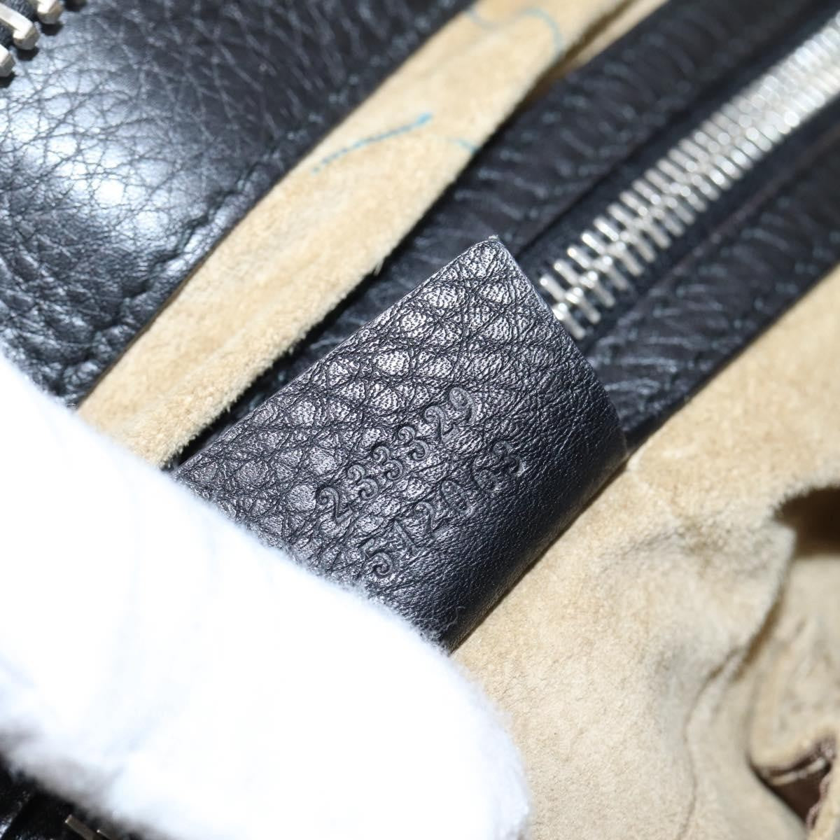 Gucci Zip Messenger Leather With Striped Detail Black Leather Handbag (Pre-Owned)