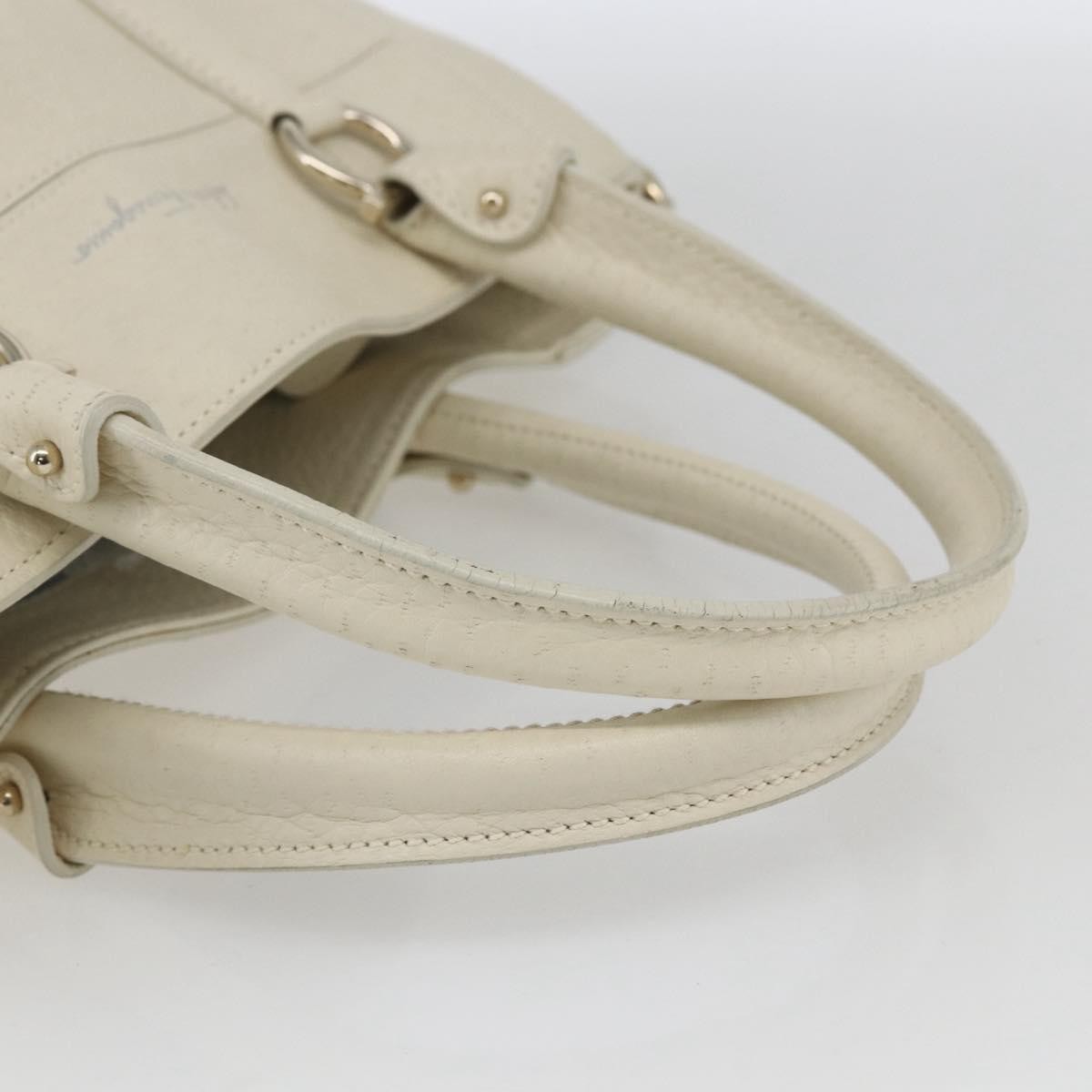 Salvatore Ferragamo Gancini Leather White Leather Handbag (Pre-Owned)