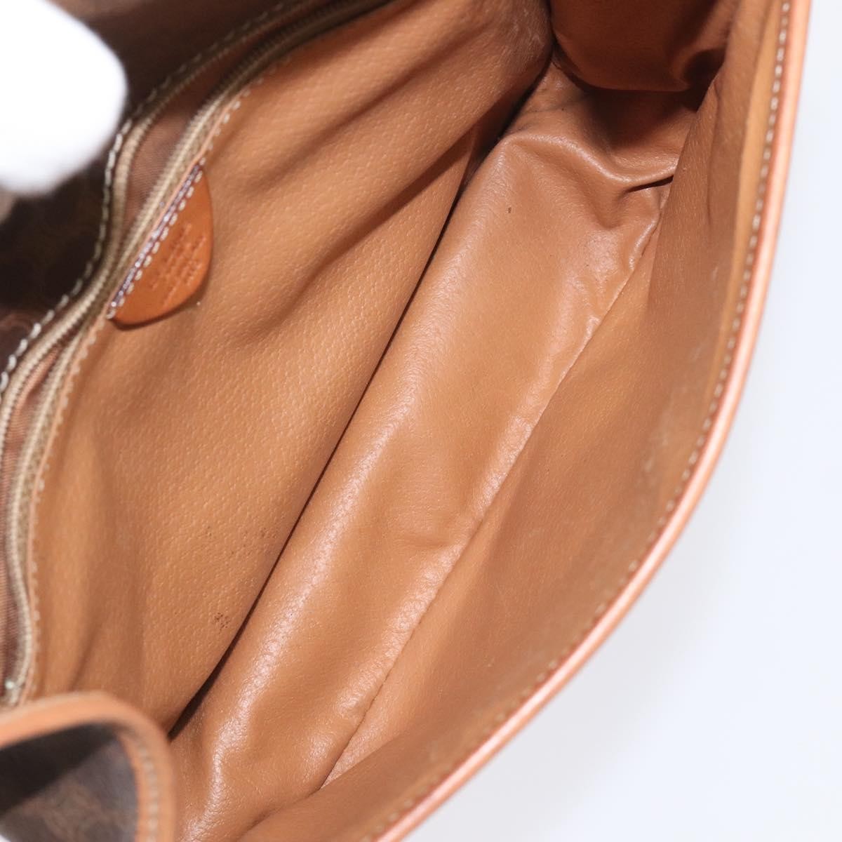 Celine Vintage Macadam Circle Logo Canvas And Leather Brown Canvas Shoulder Bag Bag (Pre-Owned)