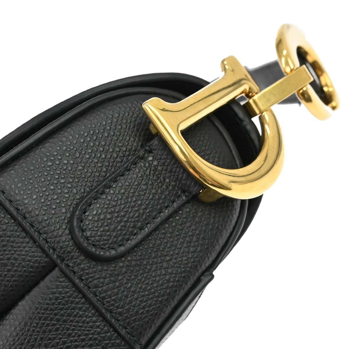 Christian Dior Saddle Leather Black Leather Handbag (Pre-Owned)
