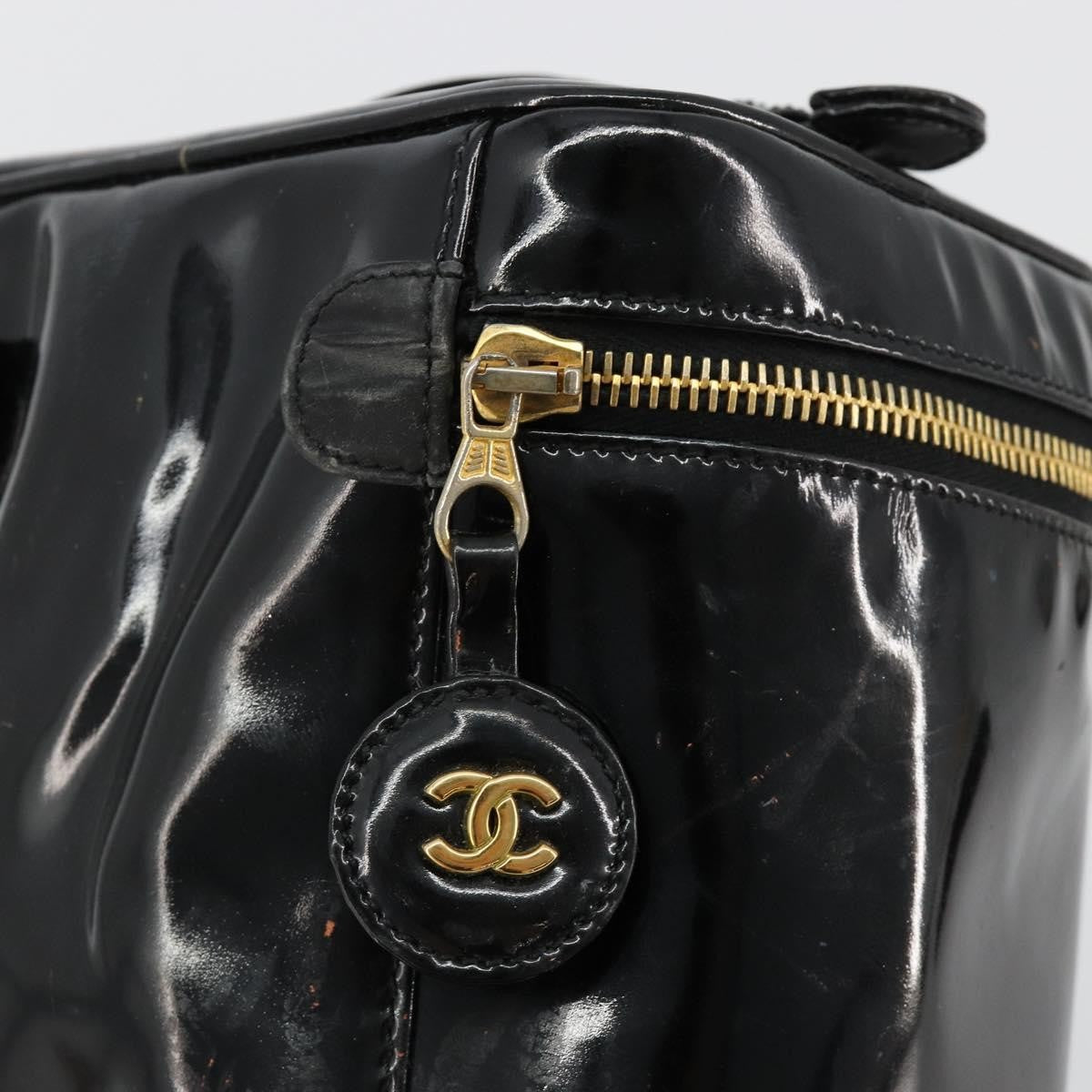 Chanel Vintage Timeless Cosmetic Case Patent Black Patent_Leather Handbag (Pre-Owned)