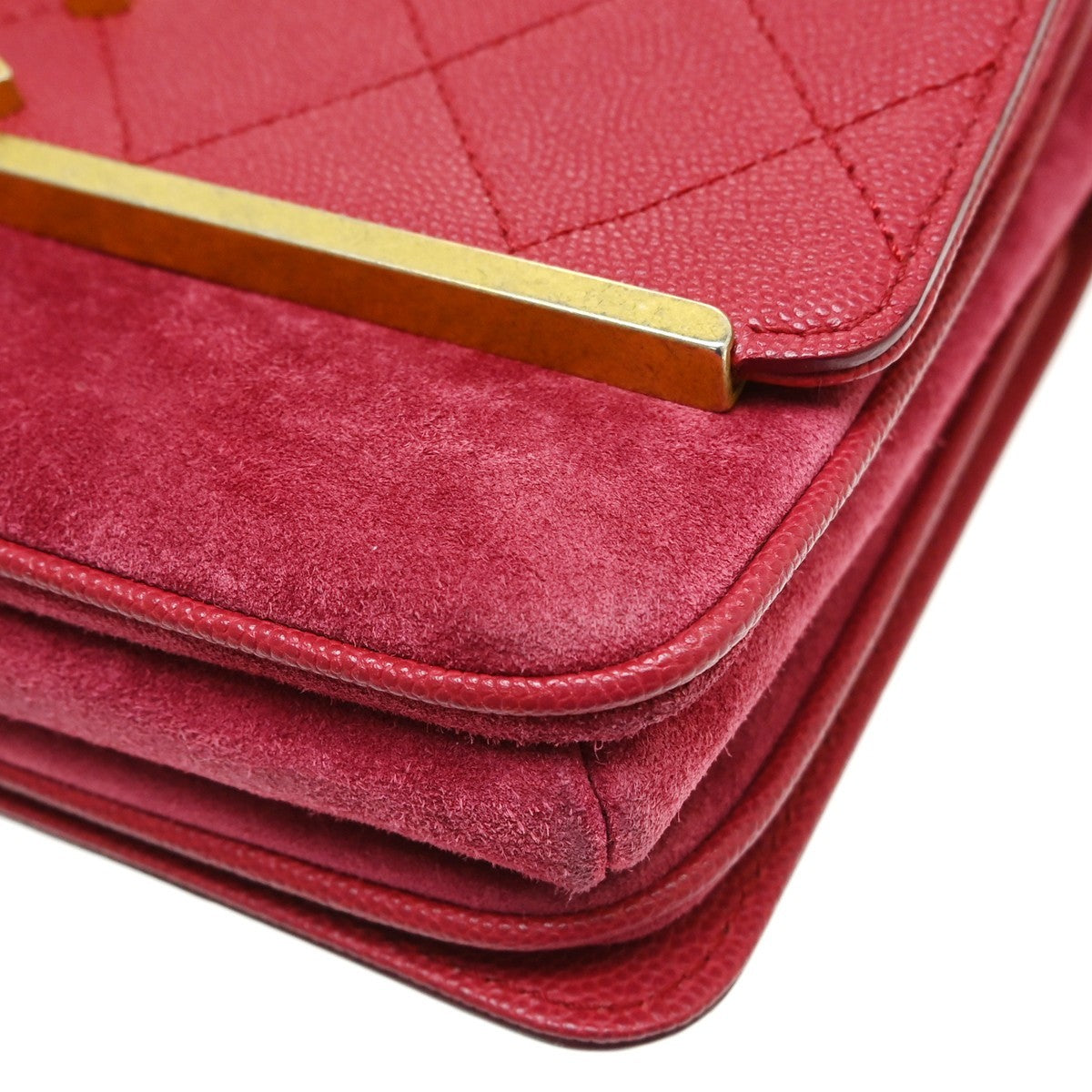 Chanel Lady Coco Flap Quilted Caviar And Suede Red Leather Shoulder Bag Bag (Pre-Owned)