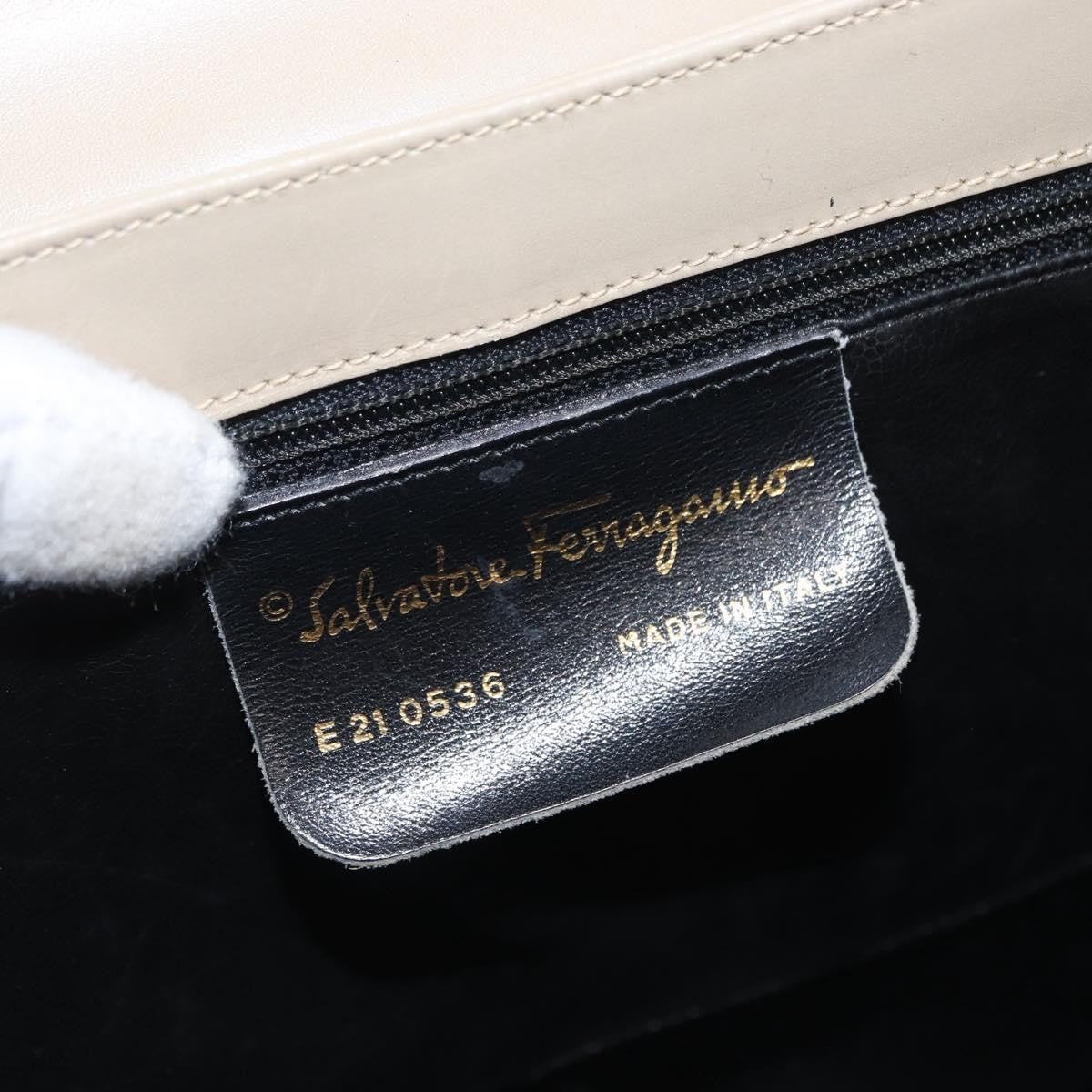 Salvatore Ferragamo Gancini Convertible Top Handle Leather Beige Leather Handbag (Pre-Owned)