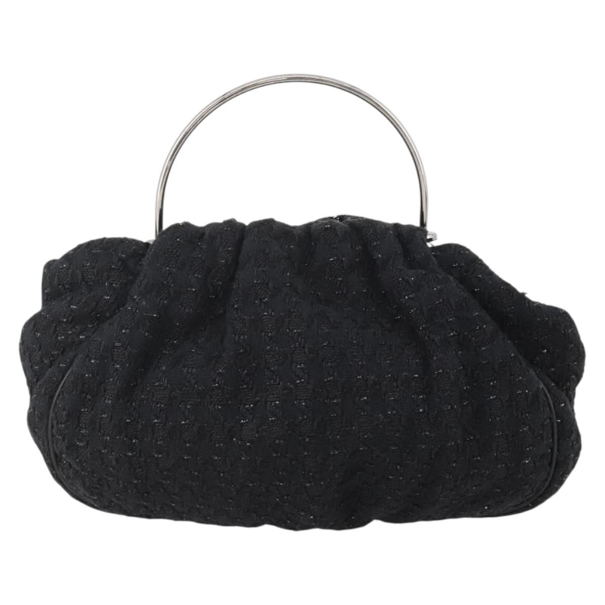 Chanel Knitting Satchel Boucle Tweed Black Tweed Handbag (Pre-Owned)