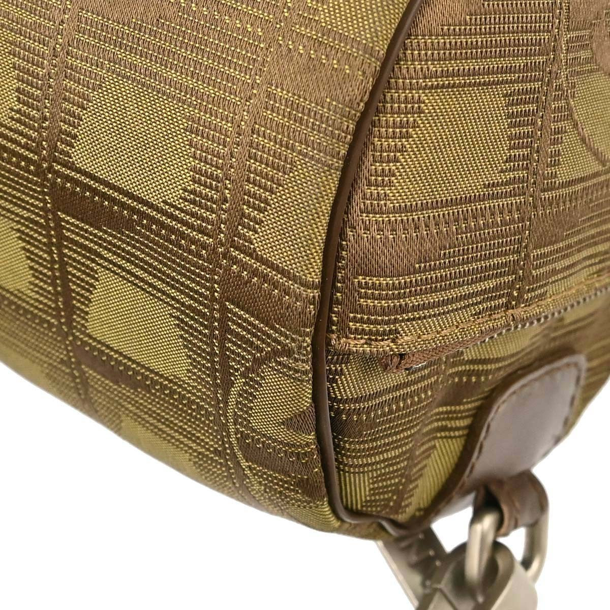 Chanel Travel Line Barrel Nylon Khaki Nylon Travel Bag Bag (Pre-Owned)