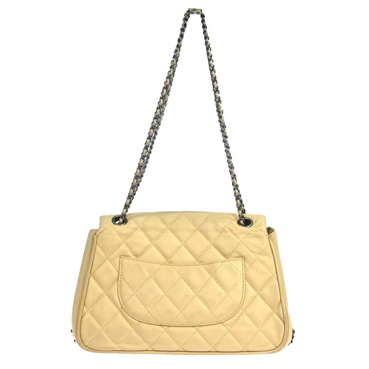 Chanel Flap Shoulder Leather Beige Leather Shoulder Bag Bag (Pre-Owned)