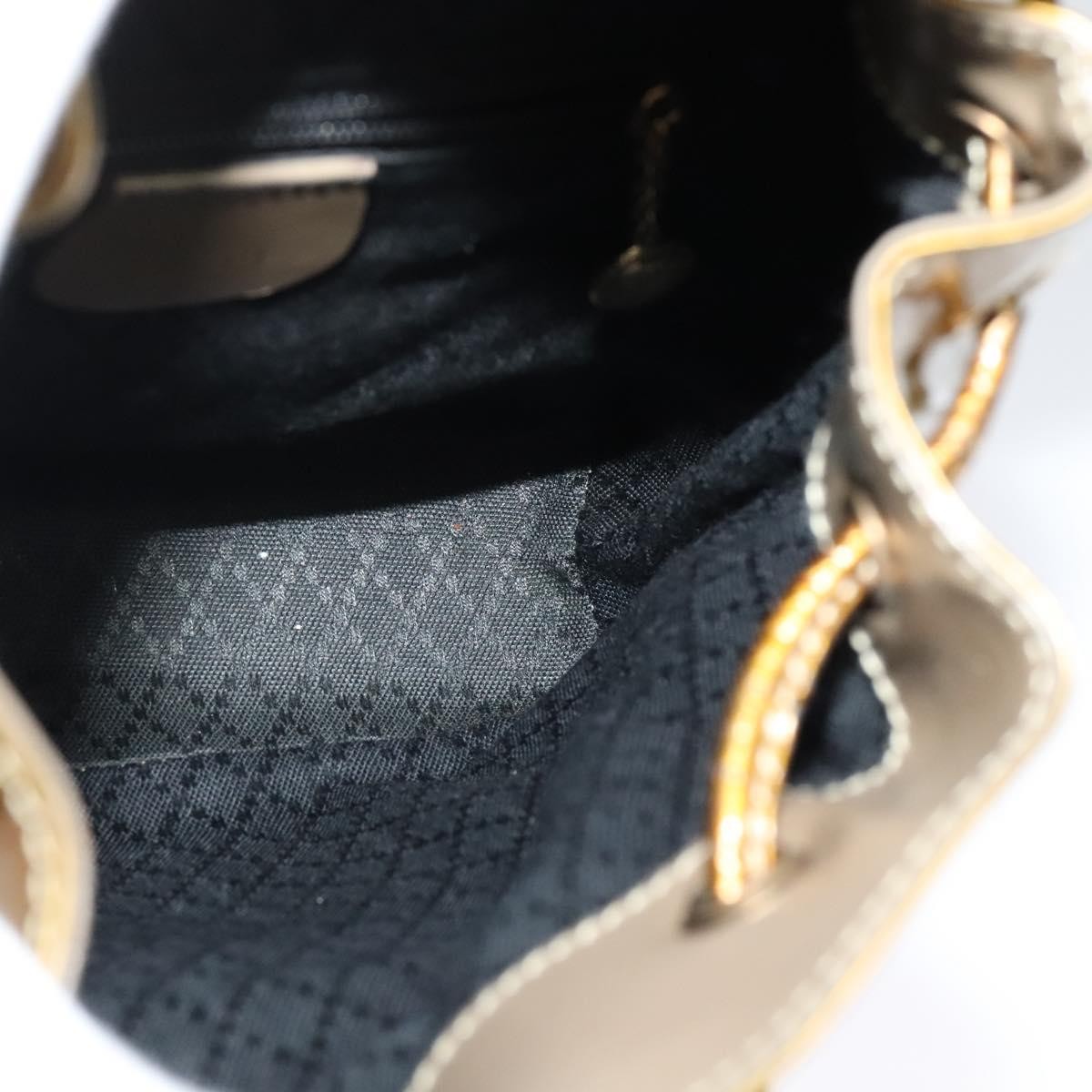 Gucci Vintage Bamboo Patent Gold Patent_Leather Backpack Bag (Pre-Owned)