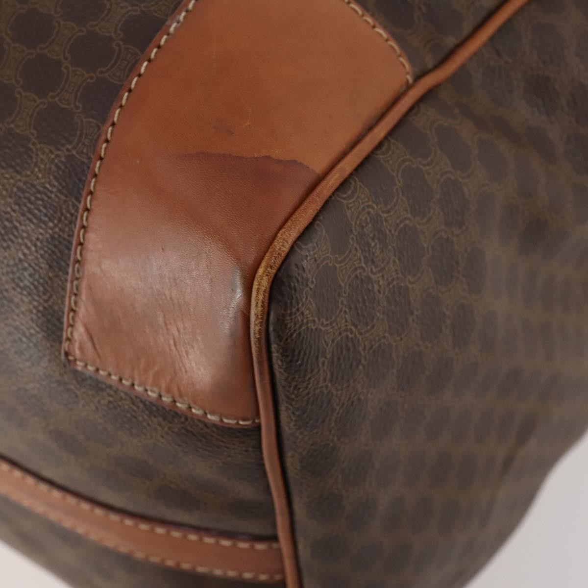 Celine Vintage Duffle Canvas And Leather Brown Canvas Travel Bag Bag (Pre-Owned)