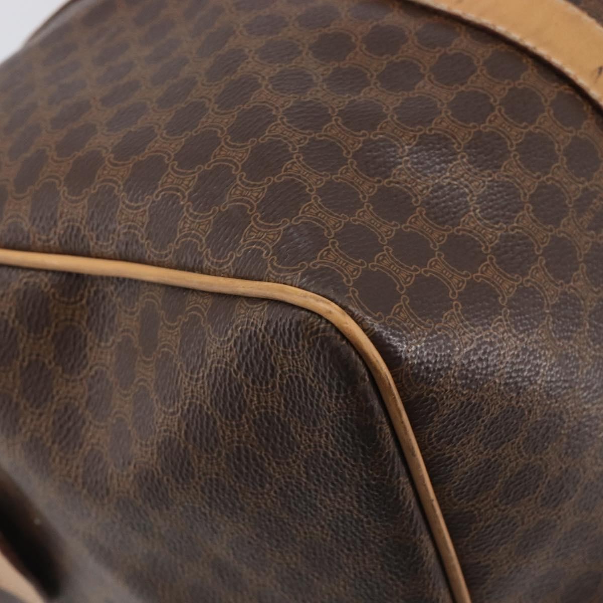 Celine Vintage Duffle Macadam Coated Canvas Brown Canvas Handbag (Pre-Owned)
