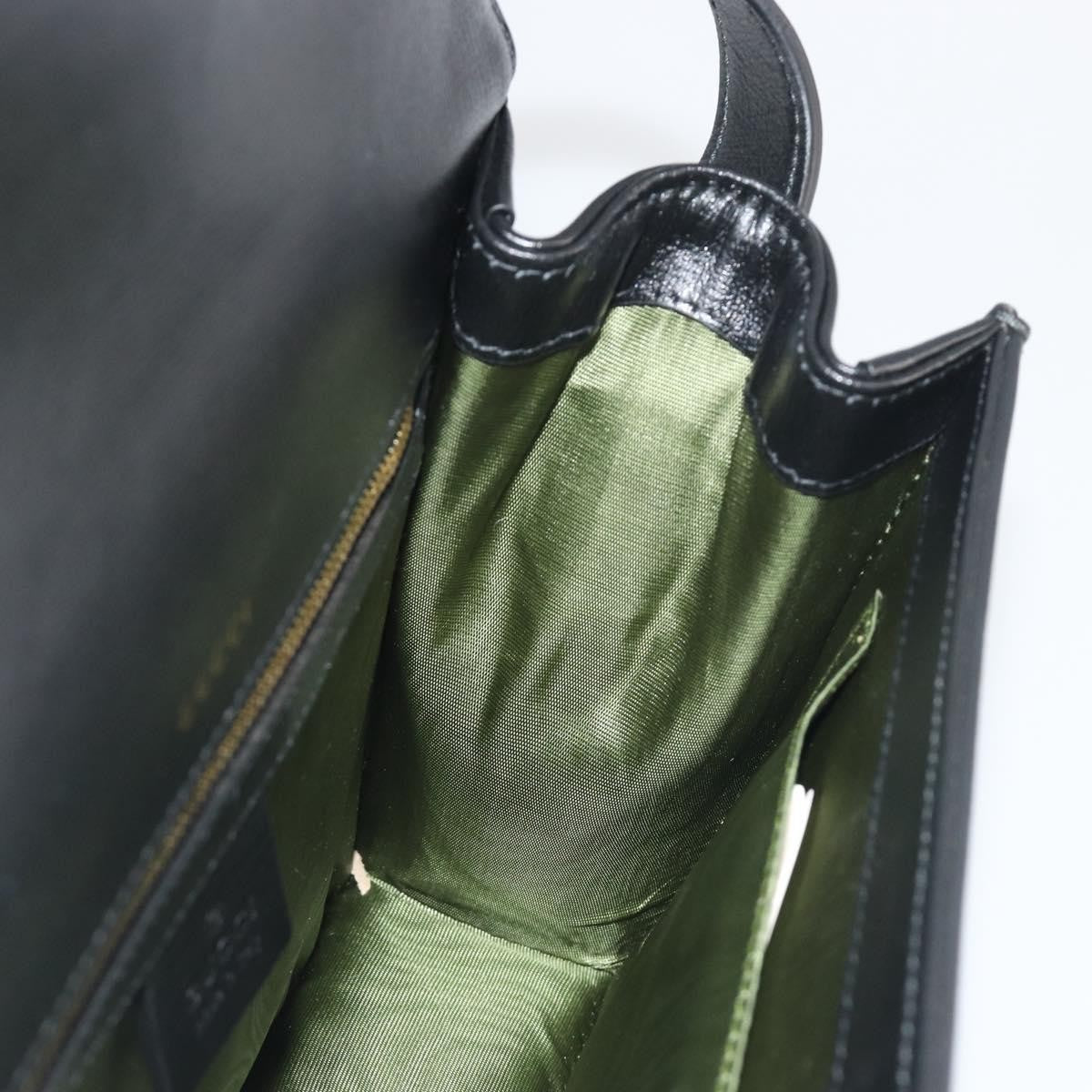 Gucci Gg Ring Leather Black Leather Shoulder Bag Bag (Pre-Owned)