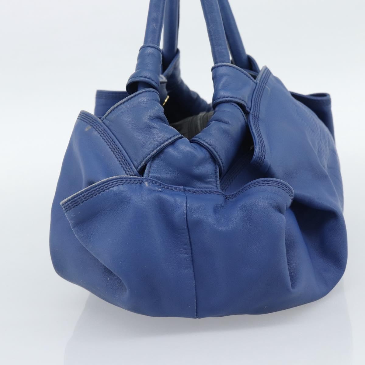 Loewe Anagram Logo Nappa Aire Hand Leather Blue Leather Handbag (Pre-Owned)