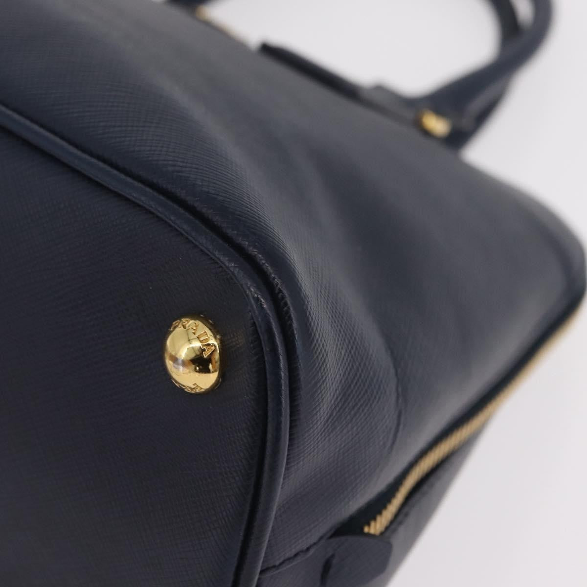 Prada Promenade Saffiano Leather Navy Leather Handbag (Pre-Owned)