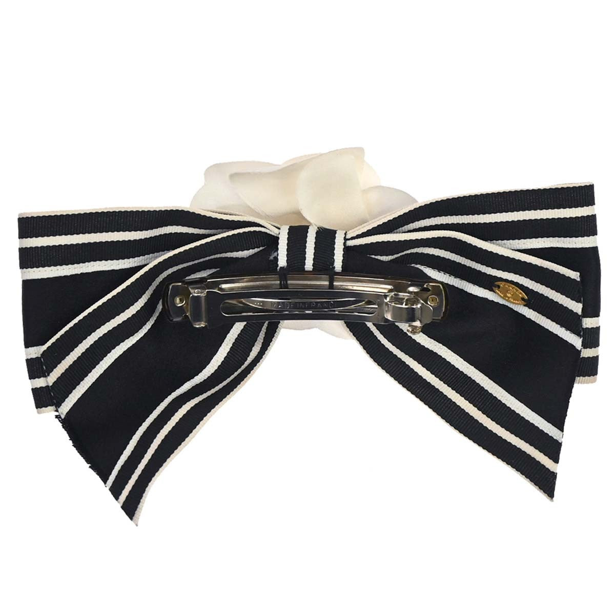 Chanel Camellia Hair Barrette Satin Black Satin Head Accessory Accessory (Pre-Owned)