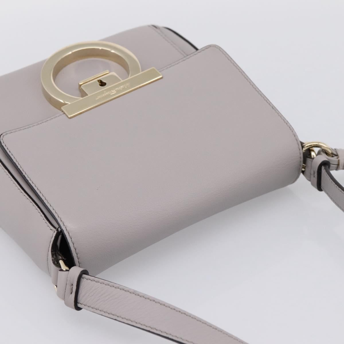 Salvatore Ferragamo Tassel Gancini Lock Flap Leather Gray Leather Shoulder Bag Bag (Pre-Owned)