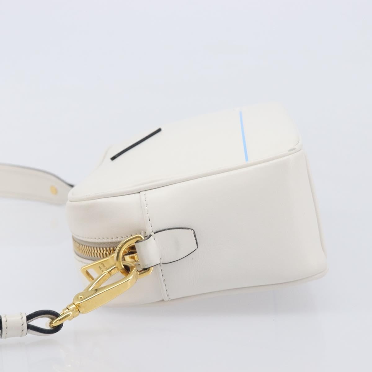 Prada Mirage Camera Leather White Leather Handbag (Pre-Owned)