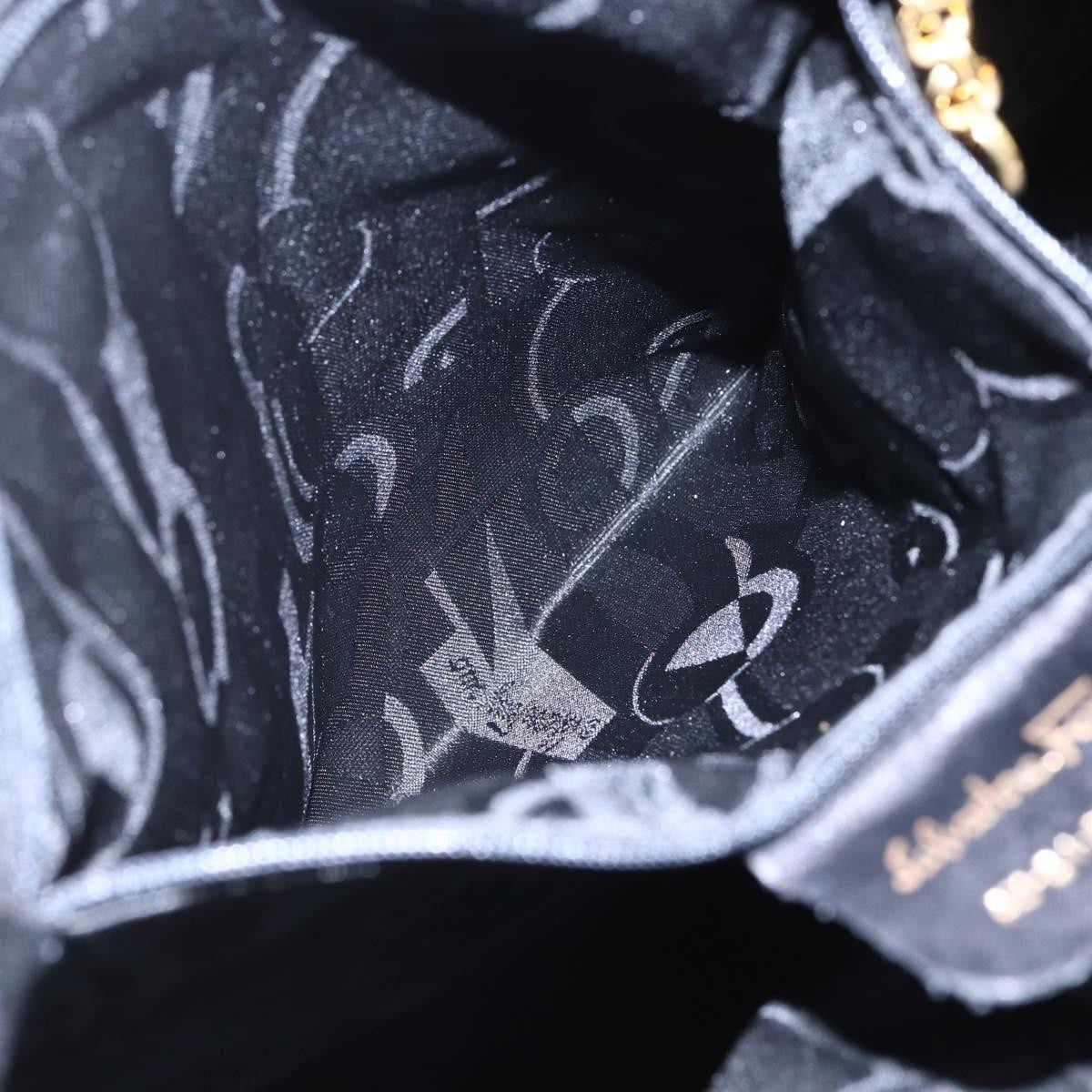 Salvatore Ferragamo Vala Tote Canvas Black Canvas Tote Bag Bag (Pre-Owned)