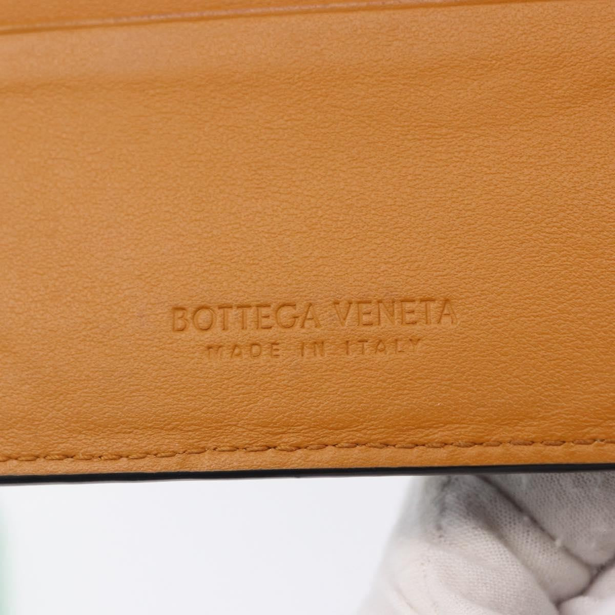 Bottega Veneta Bifold Card Holder Intercciato Leather Navy Leather Card Holders Accessory (Pre-Owned)