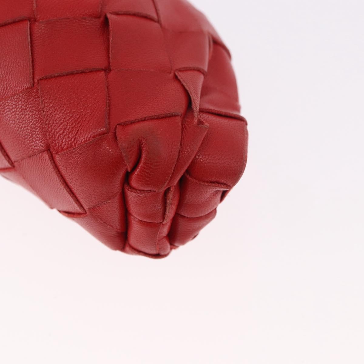 Bottega Veneta The Pouch Coin Purse Intrecciato Nappa Red Leather Clutche & Pouche Bag (Pre-Owned)