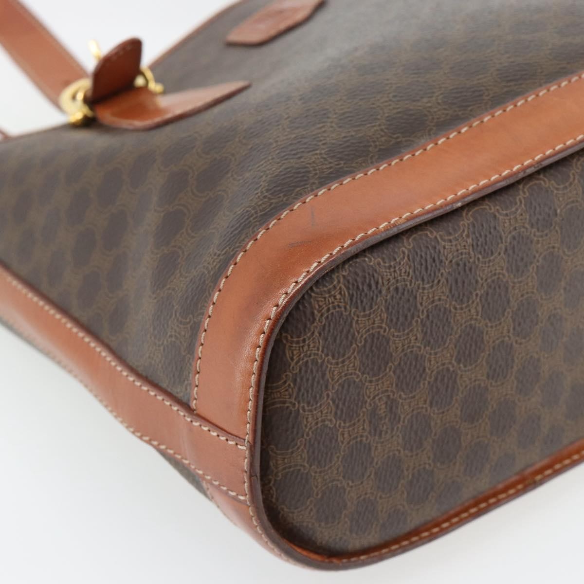Celine Vintage Macadam Canvas And Leather Brown Canvas Tote Bag Bag (Pre-Owned)