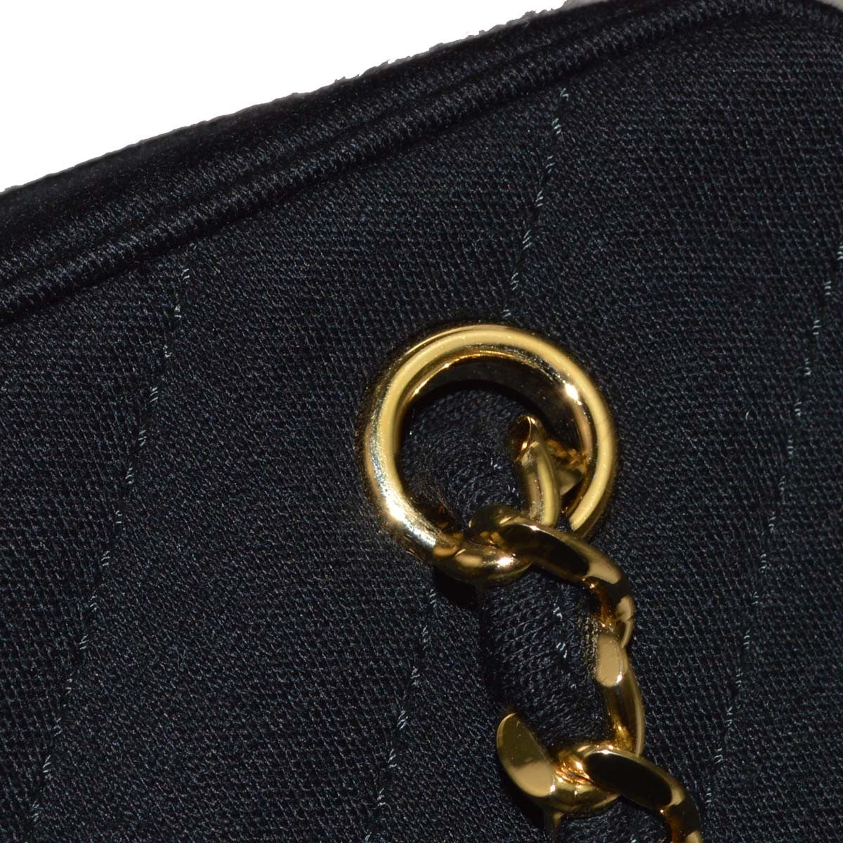 Chanel Vintage Pocket Camera Chevron Jersey Black Canvas Handbag (Pre-Owned)