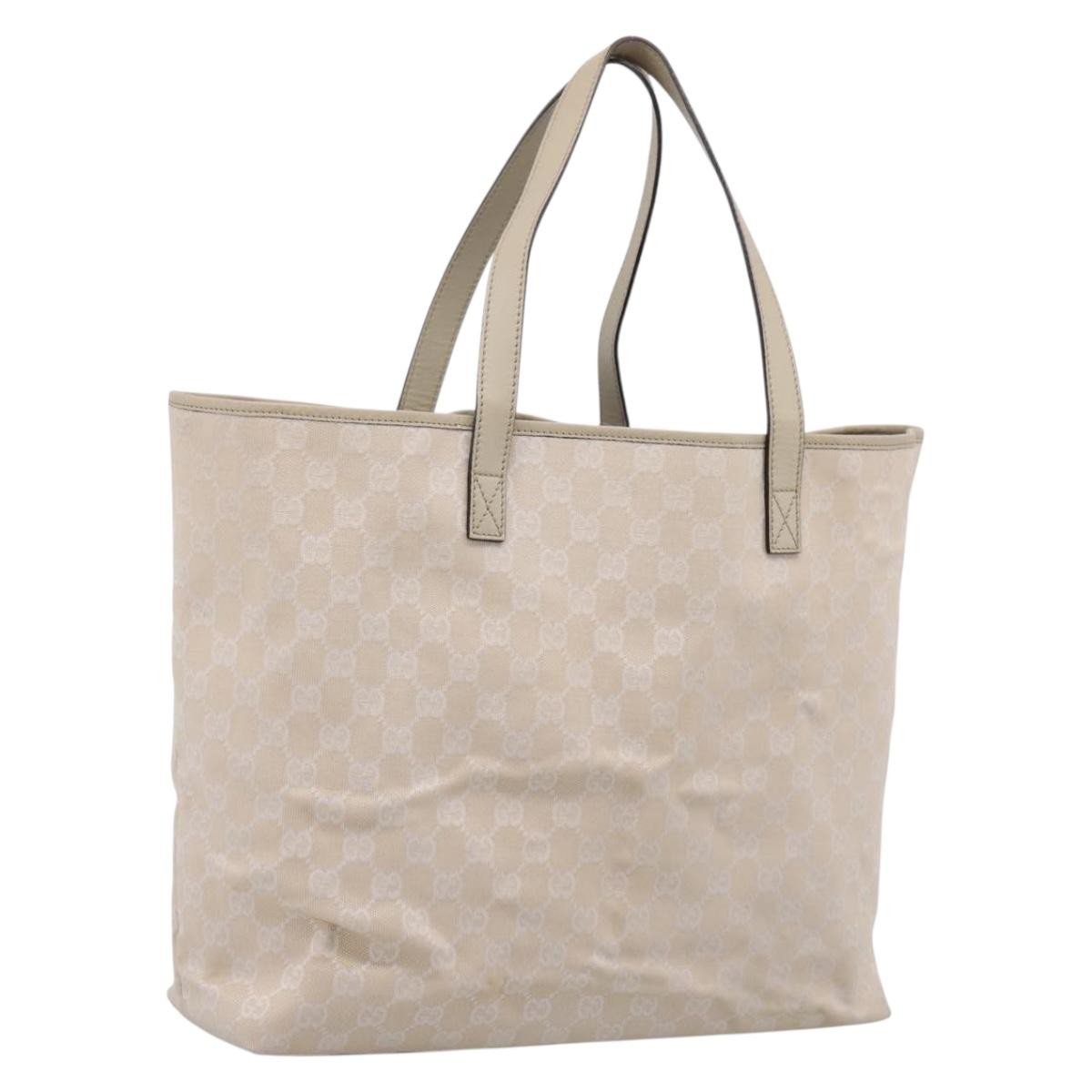 Gucci Open Tote Gg Canvas And Leather Beige Canvas Handbag (Pre-Owned)