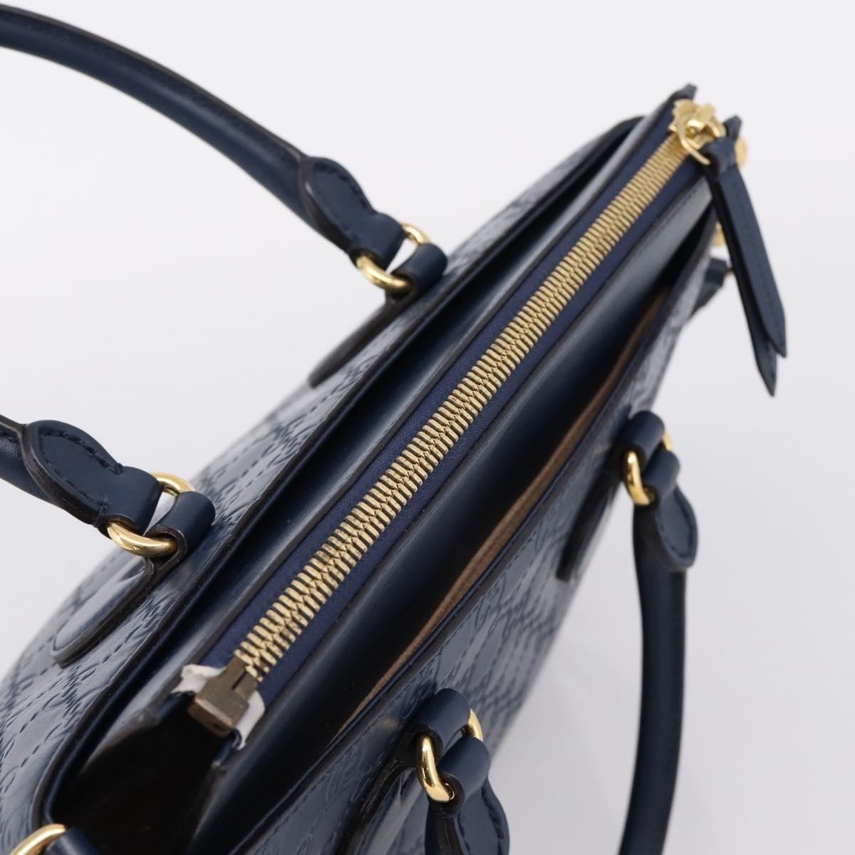 Gucci Linea A Convertible Guccissima Leather Navy Leather Tote Bag Bag (Pre-Owned)