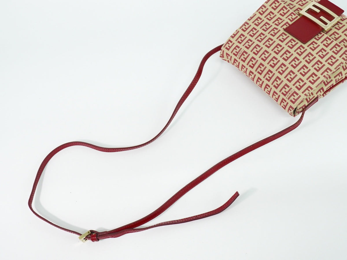Fendi Vintage Flap Zucchino Coated Canvas Beige Canvas Crossbody Bag Bag (Pre-Owned)