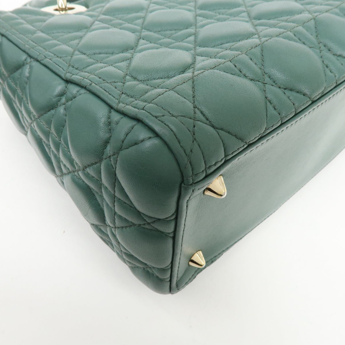 Christian Dior Lady Dior Green Leather Handbag (Pre-Owned)