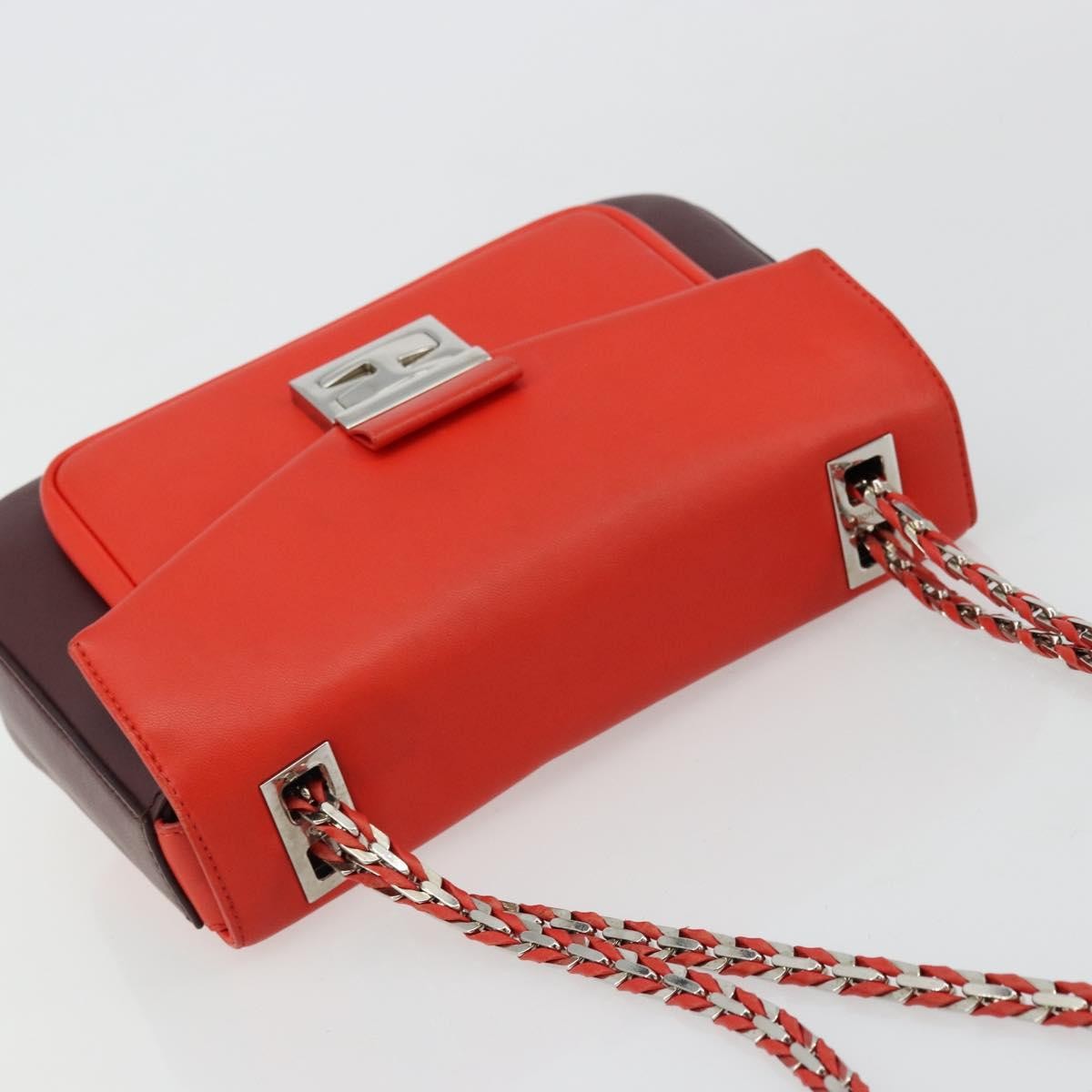 Fendi Be Baguette Flap Leather Red Leather Handbag (Pre-Owned)