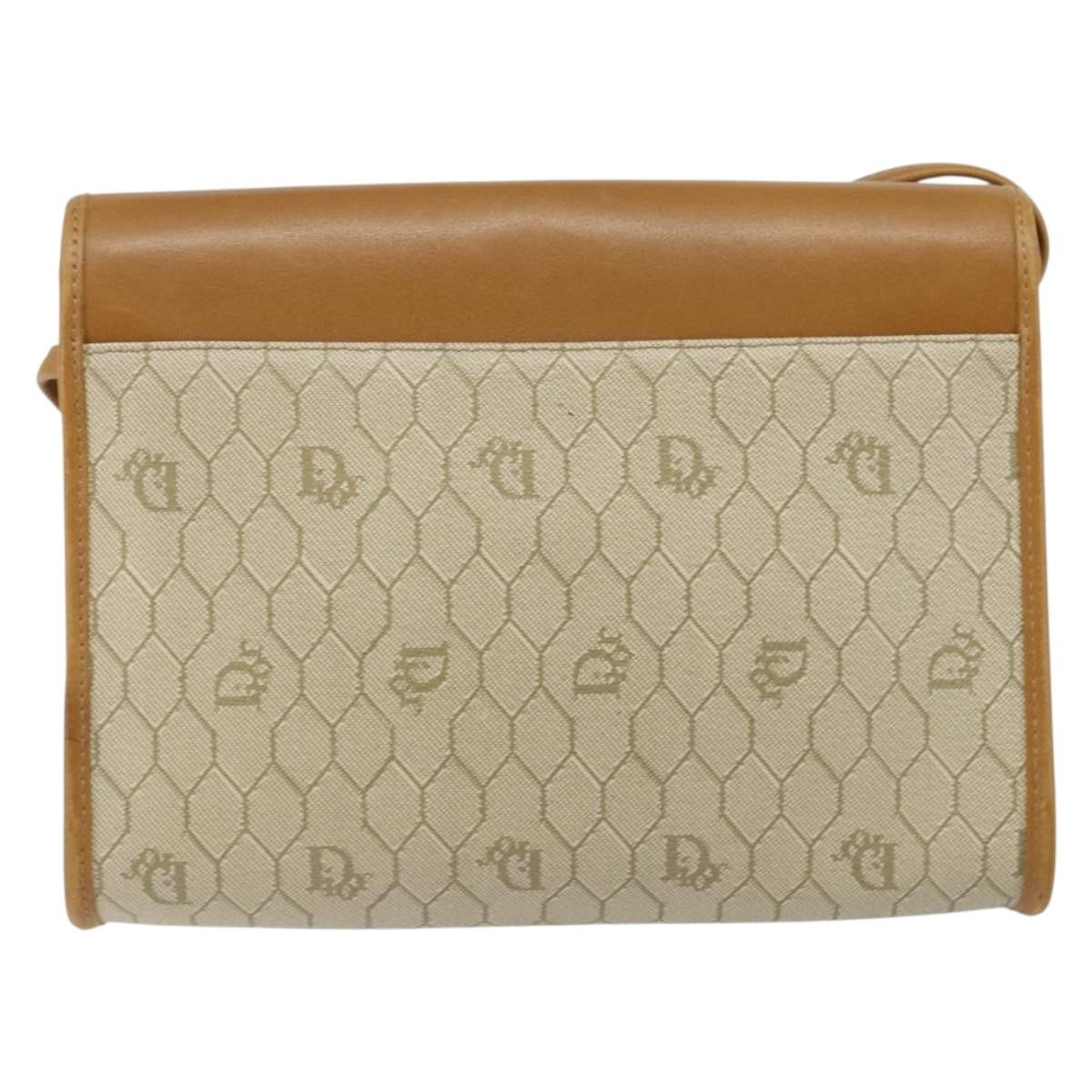 Christian Dior Vintage Honeycomb Flap Canvas And Leather Beige Canvas Shoulder Bag Bag (Pre-Owned)