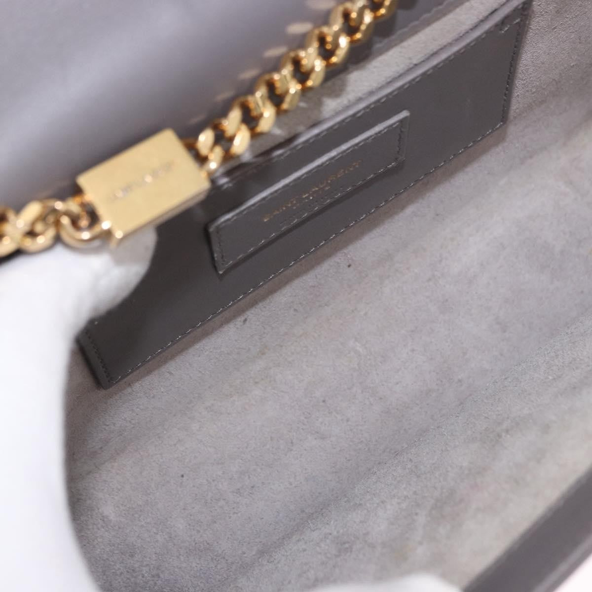 Saint Laurent Classic Monogram Tassel Leather Gray Leather Shoulder Bag Bag (Pre-Owned)