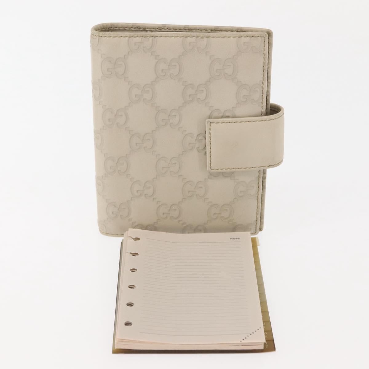 Gucci Ring Agenda Cover Guccissima Leather Beige Leather Briefcase Bag (Pre-Owned)