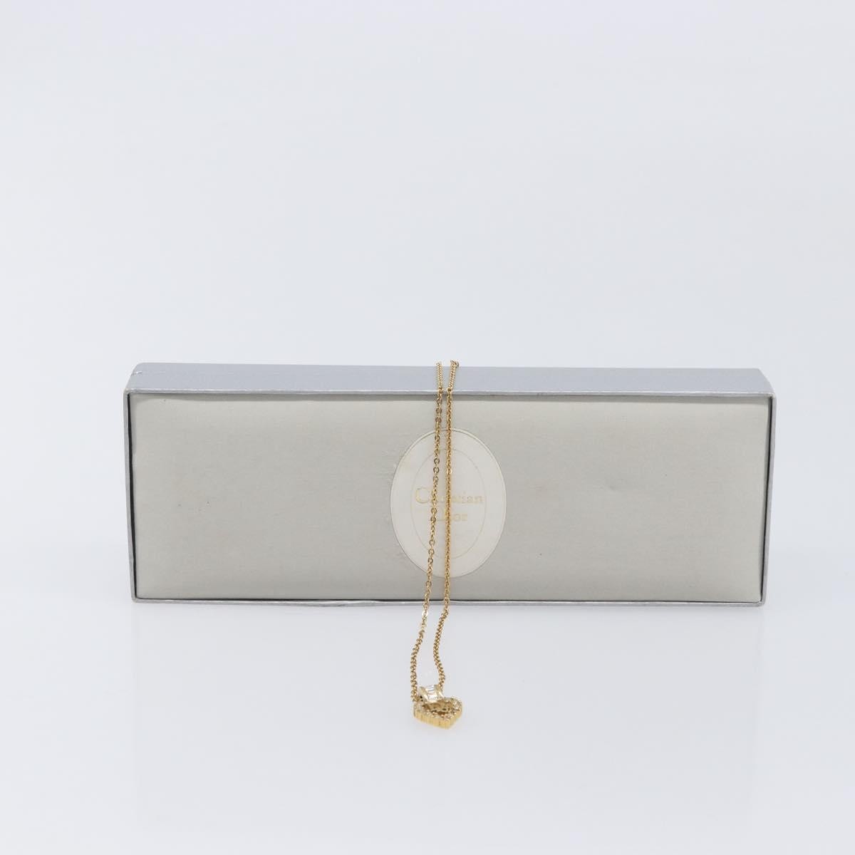 Christian Dior Logo Heart Pendant Metal Gold Metal Necklace Jewelry (Pre-Owned)
