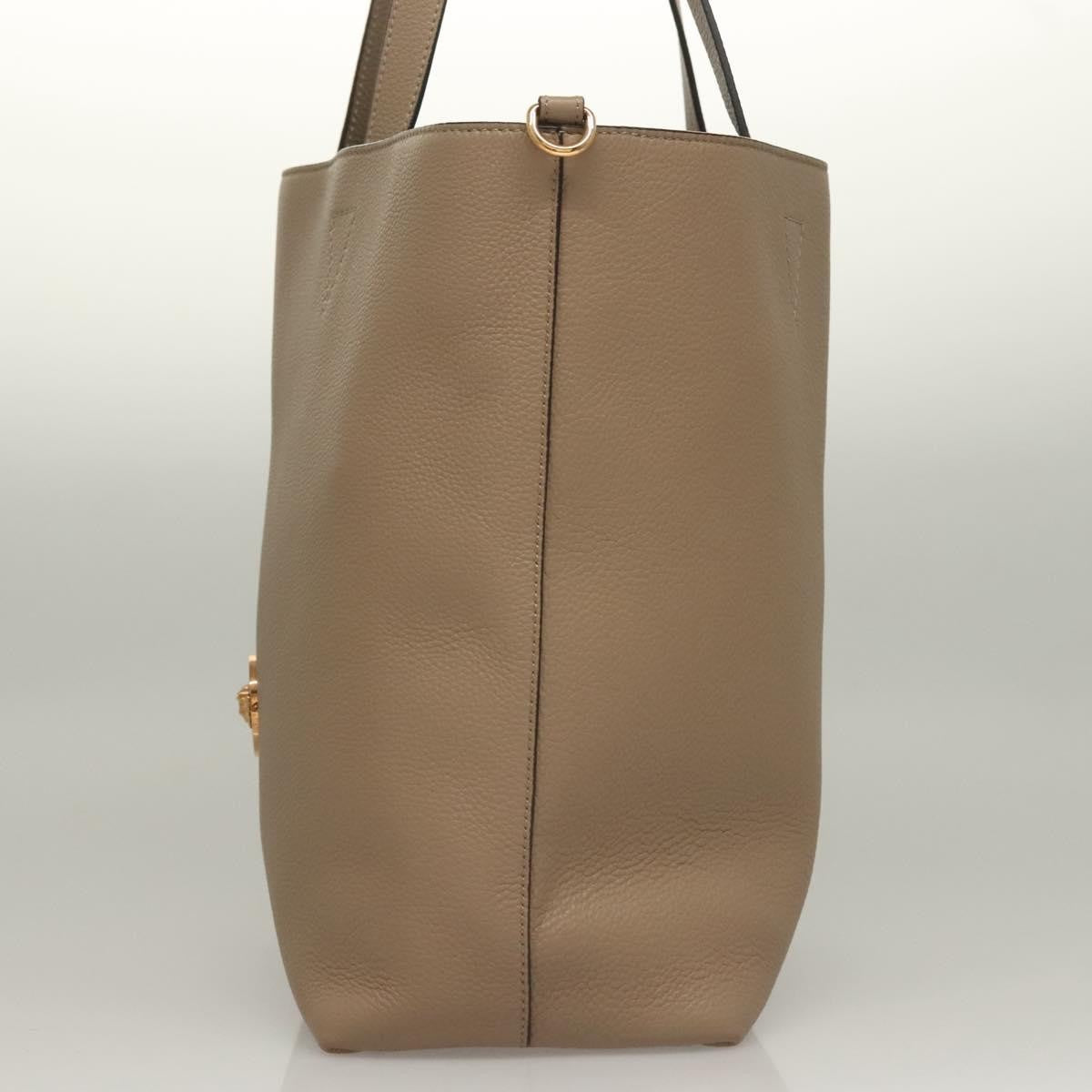Versace La Medusa Tote Embossed Canvas Beige Leather Bag (Pre-Owned)