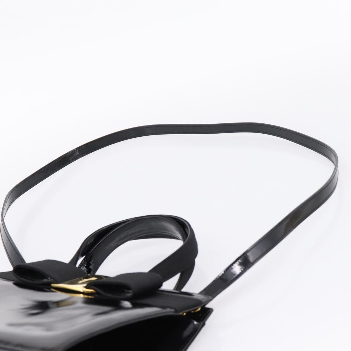 Salvatore Ferragamo Convertible Vara Bow Patent Leather Black Patent_Leather Handbag (Pre-Owned)