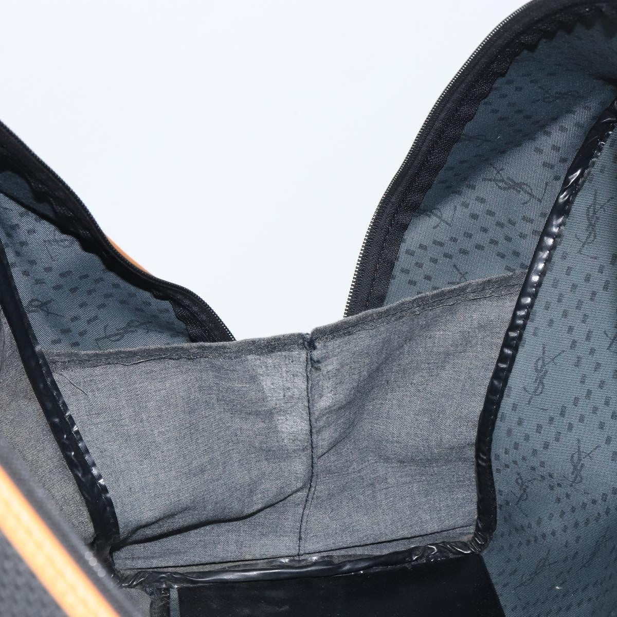 Saint Laurent Vintage Boston Pvc Leather Black Canvas Travel Bag Bag (Pre-Owned)